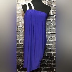 Badgley Mischka Dress, Mack & James. One shoulder Sz L BLUE